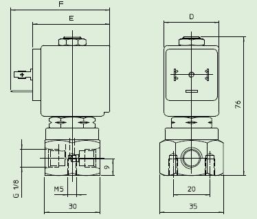 21L1ZV30D直动式电磁阀外型尺寸