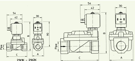 21X1KV120先导电磁阀外型尺寸