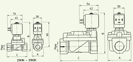 21X6KV400两通电磁阀外型尺寸